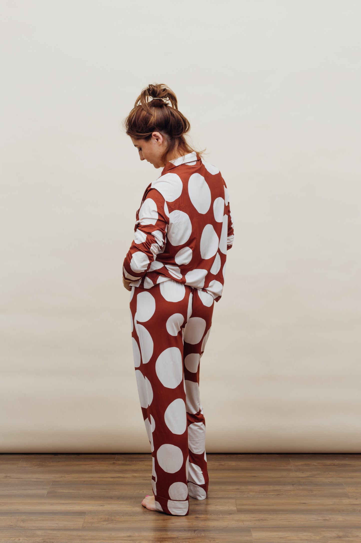 Polka Dot Brown Soft Modal Pyjama Set