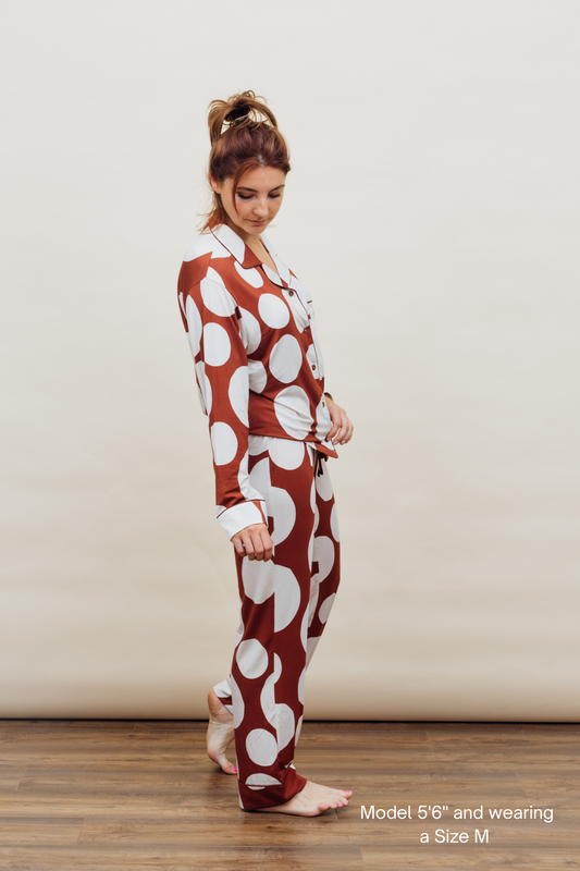 Polka Dot Brown Soft Modal Pyjama Set