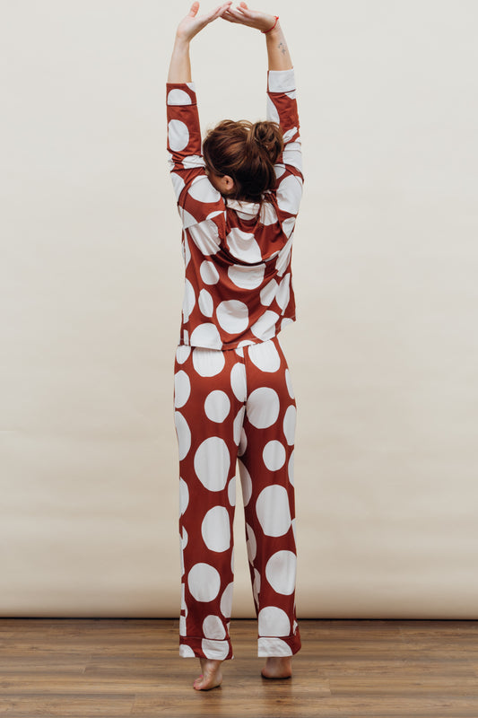 Polka Dot Brown Soft Modal Pyjama Set