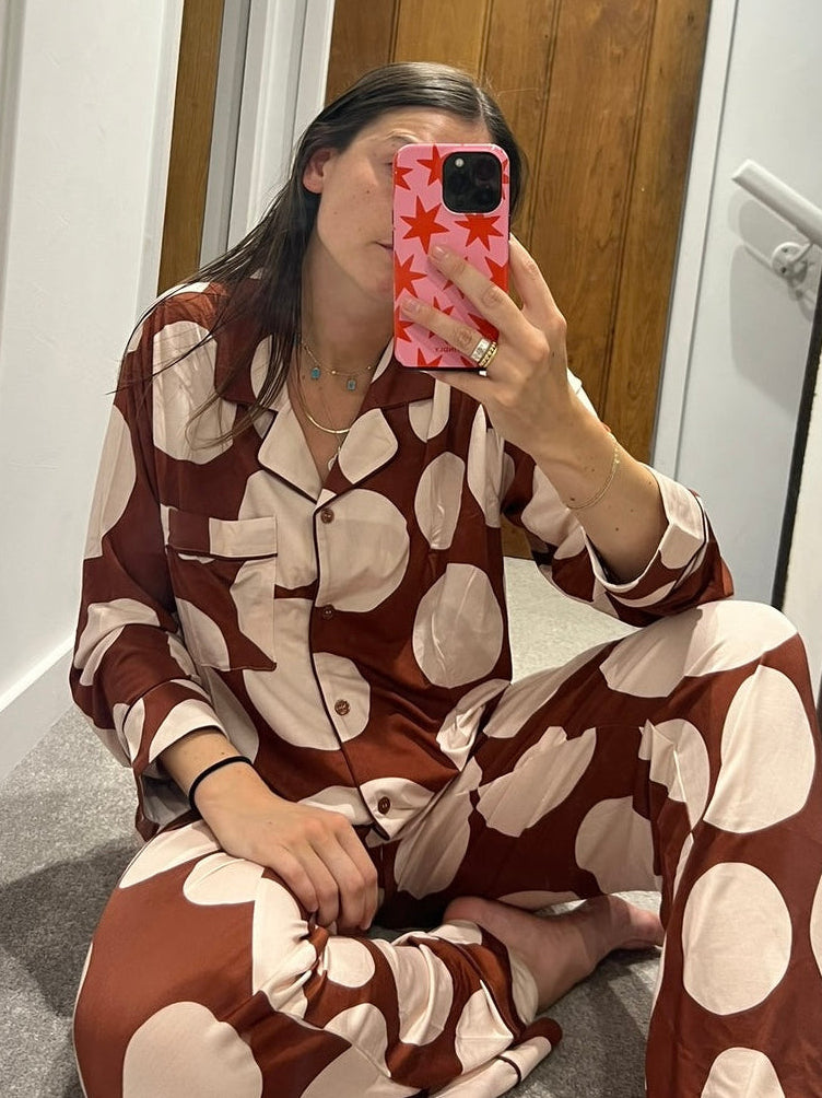 Polka Dot Brown Soft Modal Pyjama Set